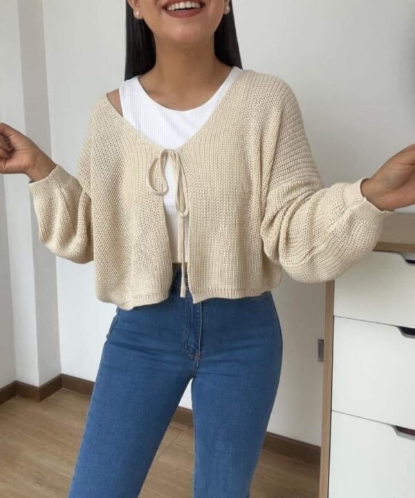 Chompa Hilo Algodon Tacto - Modelo Casual Lazos