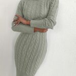 Vestido de Hilo tacto - Modelo cuello alto trenzas