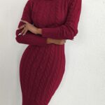 Vestido de Hilo tacto - Modelo cuello alto trenzas