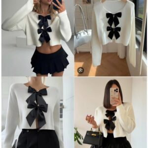 Chompa hilo tacto algodon - Modelo lazo coquette