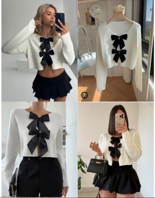 Chompa hilo tacto algodon - Modelo lazo coquette